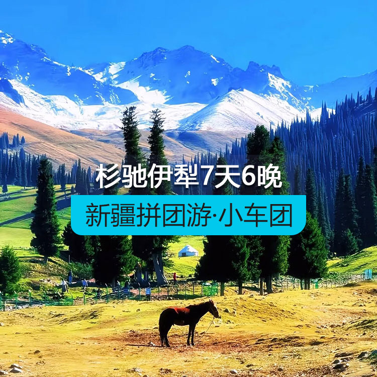 【新疆拼团游·小车团】轻享杉驰伊犁7日（1~6人拼车小团/乌起乌止/24小时接送站/7座商务车/4钻酒店/高品质纯玩无购物） 产品编号：11591