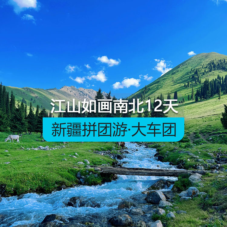 【新疆拼团游·大车团】疆山如画南北疆12日游（30人团/含导游/含10顿正餐/用2+1保姆车/全程升级2晚4钻型+6晚3钻+3晚舒适性酒店/品质纯玩无购物）线路编号：11606